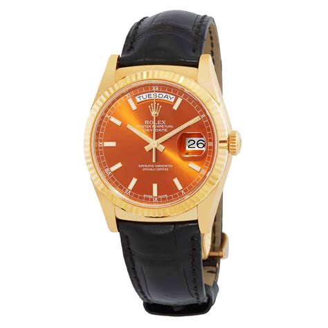 rolex cognac dial|Rolex Day Date Cognac Dial 18K Yellow Gold Leather Men's .